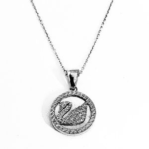 Swan silver and cubic zirconia with mother of pear